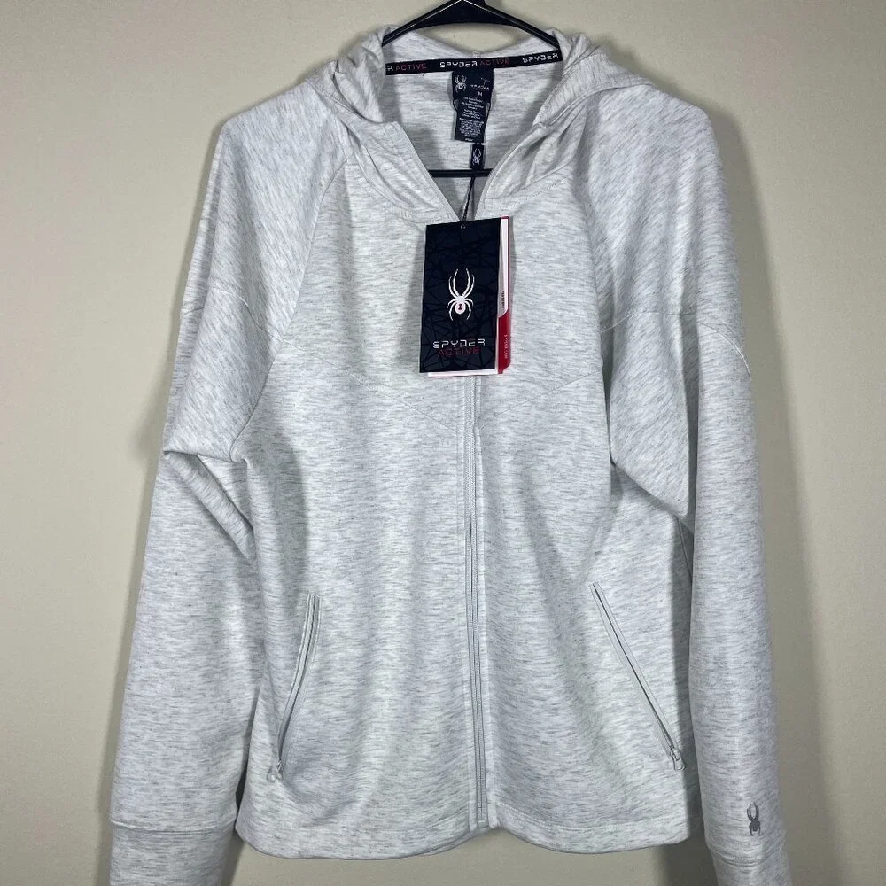 NWT! Spyder Active Women's Hooded Lightweight Jacket Gray White M Outdoor